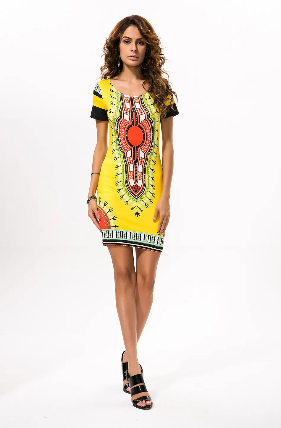 Großhandels-Sommer-neues afrikanisches Modedesign Vestidos afrikanischer traditioneller Druck Dashiki-Kleid für Dame Frauen beiläufige böhmische Blumenkleider