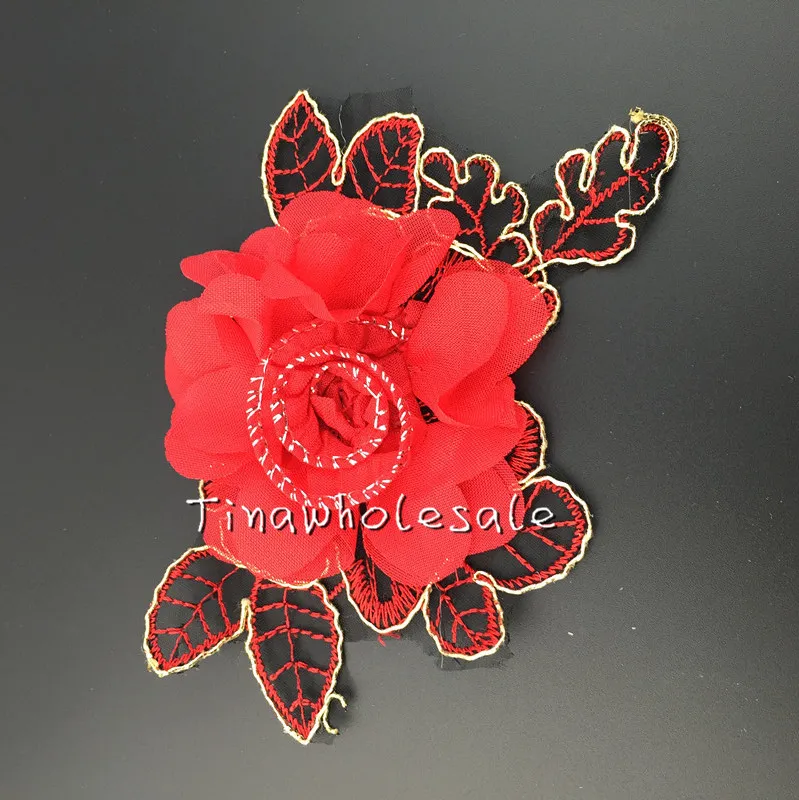 Summer Style chiffon lace patch Flower with gold leaf for Children Accessories infant Baby Hair Clips