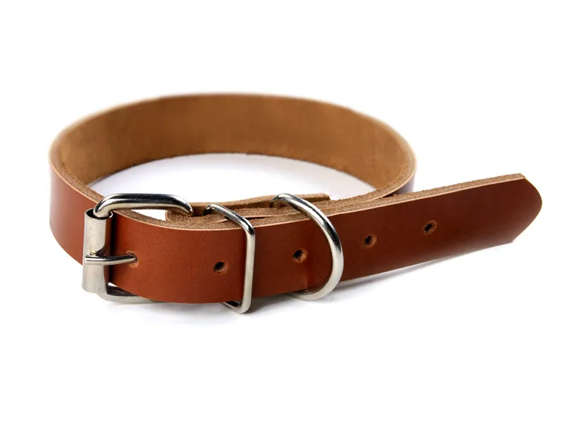 Hot Sale Dog Tillbehör Real Cowhide Leather Dog Collar 2 Färger 4 Storlekar Partihandel Gratis frakt