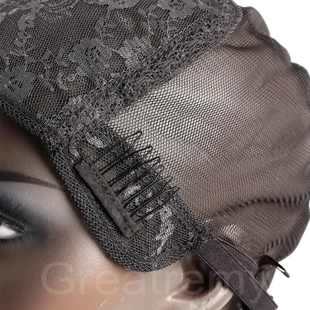 Greatremy Cappucci parrucche professionali realizzare parrucche con pettini e cinghie regolabili Swiss Lace Nero Taglia media