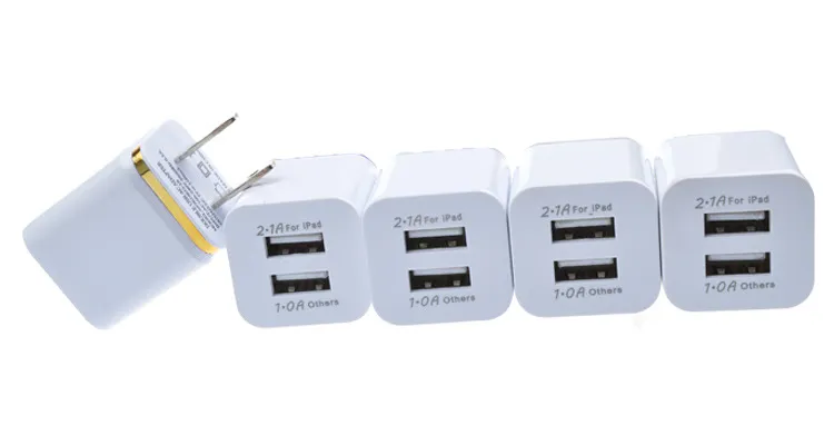 500 шт. / лот для Ipad Samsung Dual USB Wall Charger US / EU Plug 2.1 A+1A USB зарядное устройство адаптер