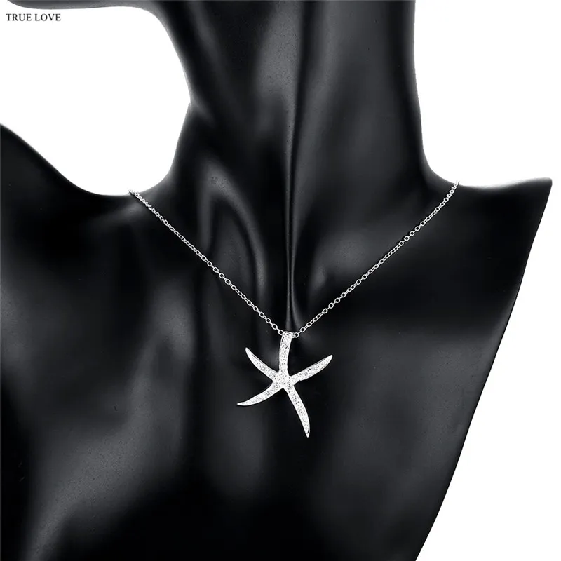 Hot Starfish Pendentif Collier zircon 925 en argent sterling bijoux de mode femme beau cadeau d'anniversaire top qualité livraison gratuite