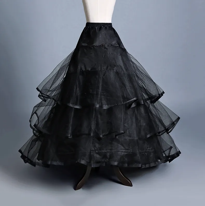 Cheap Black Ball Gown Crinoline Petticoats Plus Size Bridal Hoop Skirt High Quality Tiered Wedding Accessories9250289