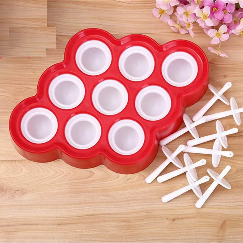 Mini outils de crème glacée en Silicone, fabricant de moules à Cubes ronds pour chocolats avec 9 autocollants en silicone, fourniture de fête