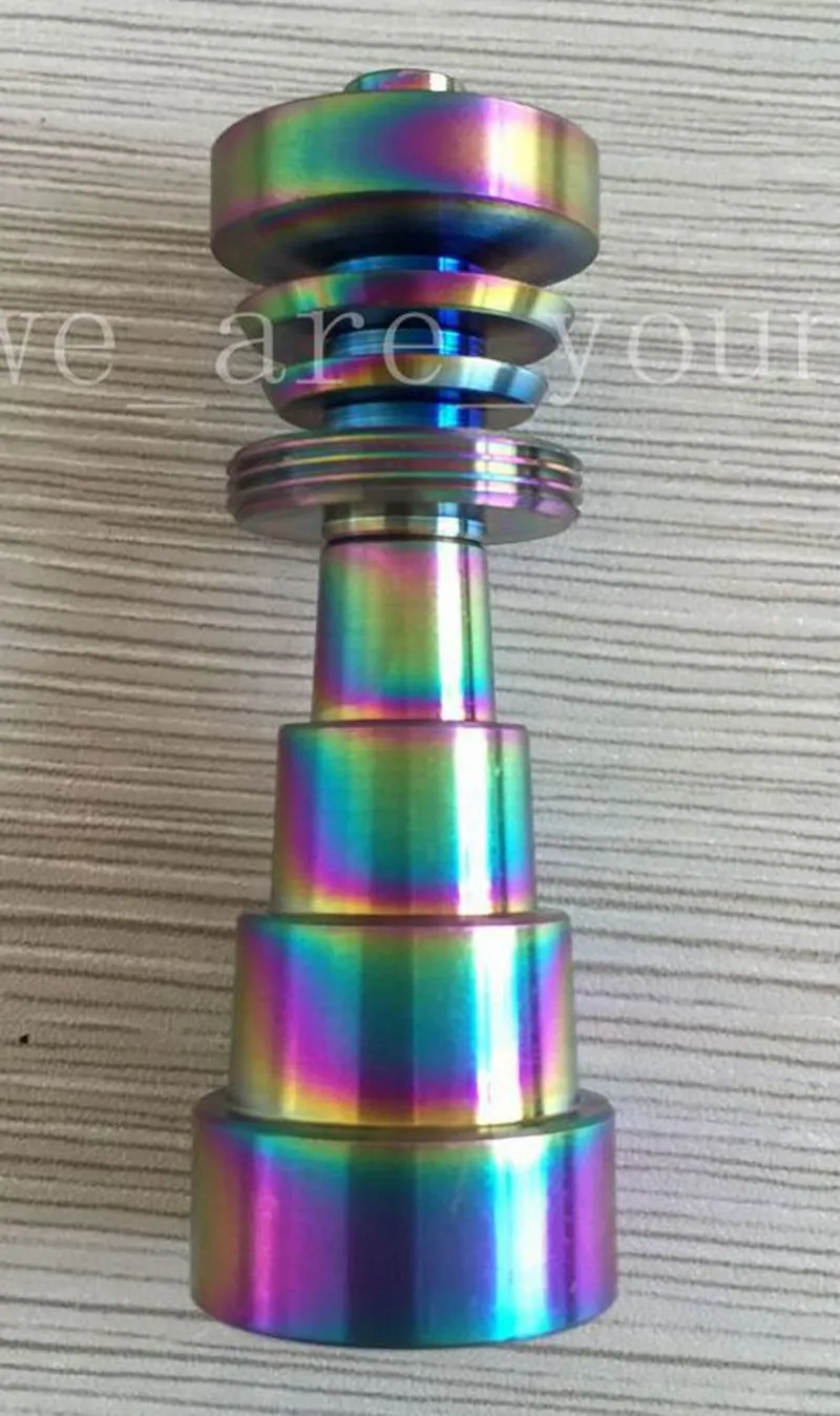 Rainbowl colorido anodizado 6 em 1 titanium unhas domeless gr ido titanium prego 10mm14mm19mm com macho e fêmea conjunta