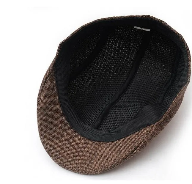 Helt nya Kvinnor Män Retro Cap Peaked Beret Fashion Linen Bomull Fransk Newsboy Visor Golf Körning Platt Cabbie Artist Hat Xmas Present 