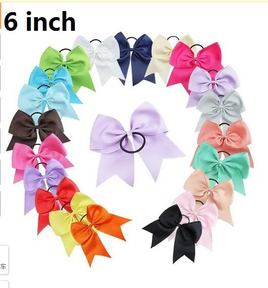 lot 45 inch Cheerleading Bows elastische band Pony Tail Holder Ribbon pinwheel Bow haarbanden Gift baby hoofdband 196 kleuren3514972