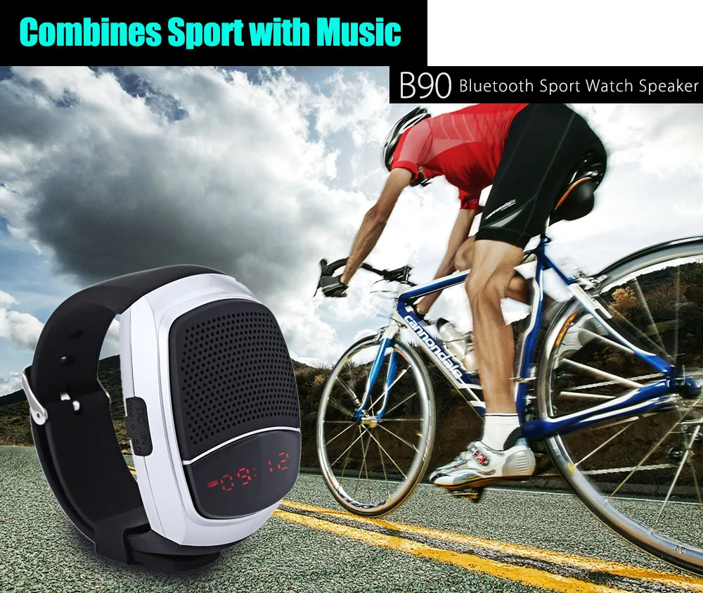 B90 Smart Watch Sports Music Player Wireless Bluetooth Speaker Hands Ring TF Card Spelar FM Radio SelfTimer Time Display5911425