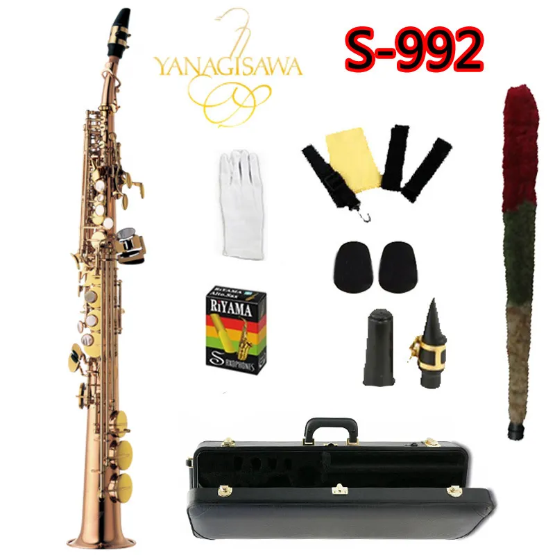 Neue Ankunft S-992 Yanagisawa Messing Sopran Saxophon B Flachgoldlack Saxophon Professionell Spielen Yanagisawa Musikinstrumente