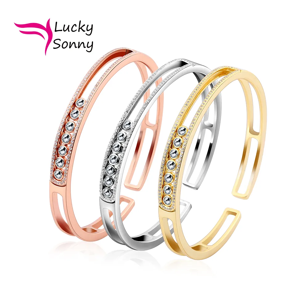 Must Have Luxury Bracelet 925 Sterling Silver Bracelets For Women Solid Silver Cuff Bangle Moving CZ Diamond Bracelet & Bangles