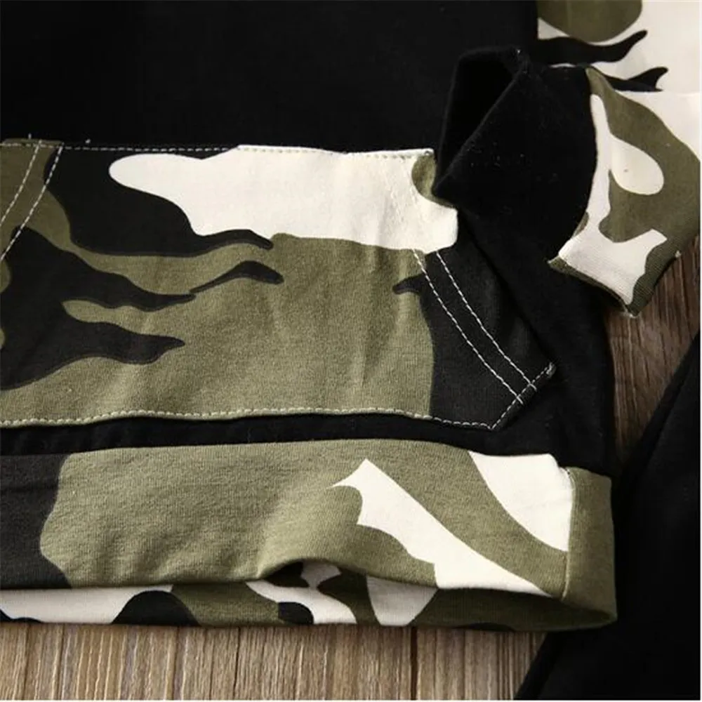 Mikrdoo automne hiver Style vêtements pour bébés enfants bébé garçon vêtements ensembles Camouflage Camo à capuche hauts pantalons longs 2 pièces tenues coton 8643056