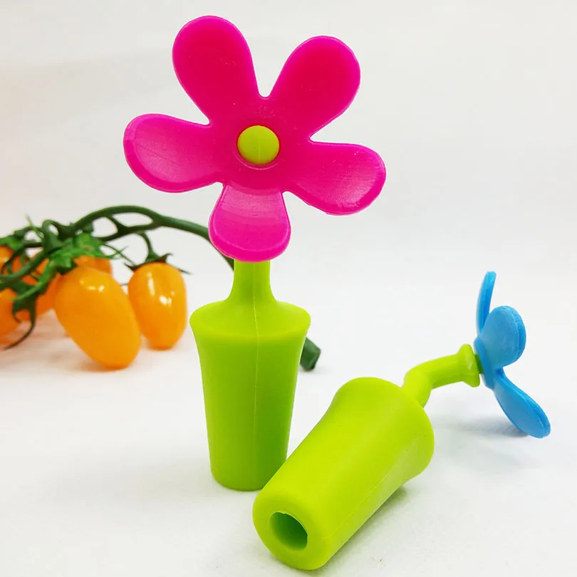 Silicone Rubber Wine Bottle Stopper With Sunflower Design Perfect For