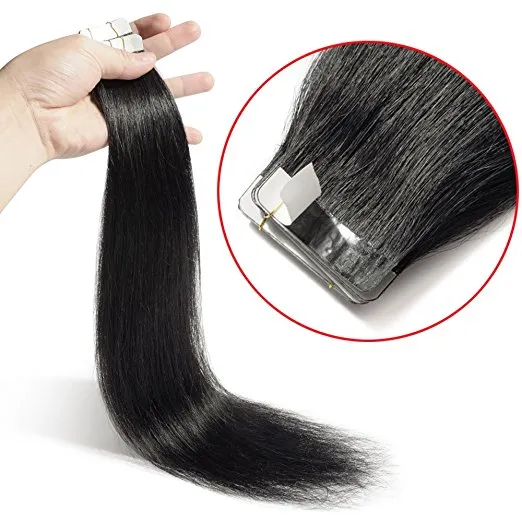 Elibess Double Getrokken Raw Virgin Menselijk Hair Tape in Hair Extensions 40 Stks 100G Natuurlijke Kleur