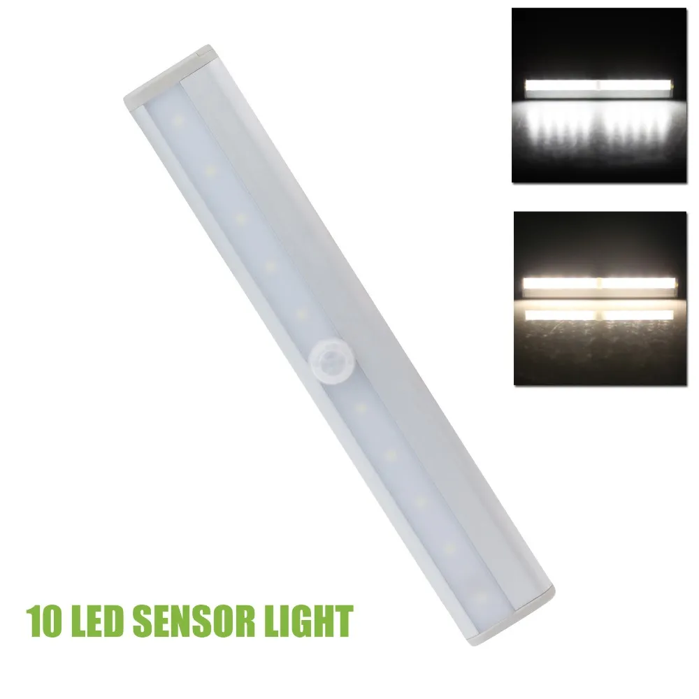 Sensor sem fio Sensor de luz Stick-on Bateria portátil Alimentado 10 LED Armário de Armário LED Night Light Stair Stair Light Wall Light