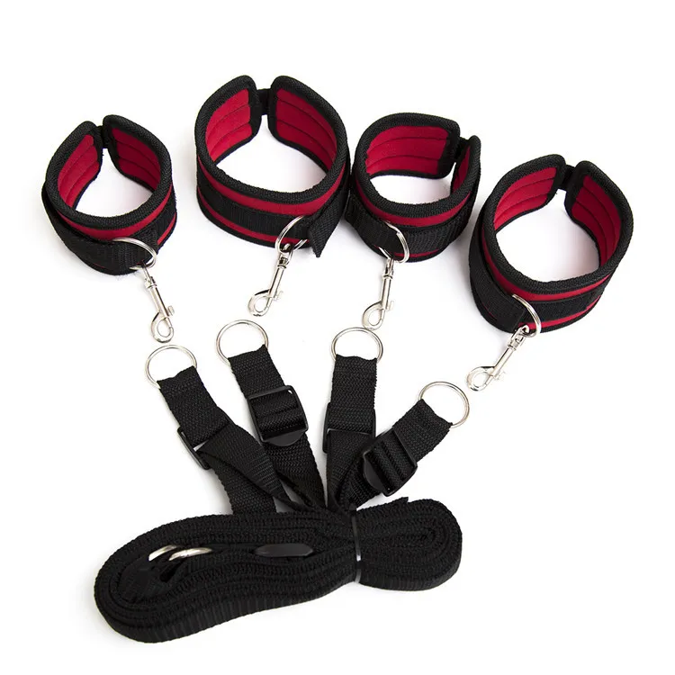 BDSM Bondage Restraints Bondage Harness letto restrizioni bondage cintura mano gamba polsini alla caviglia giocattoli del sesso manette legcuffs per gioco per adulti