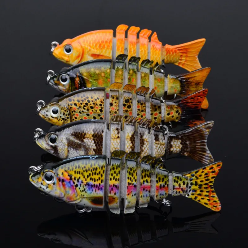 1 pièces 5 couleurs 9cm 11g plus récent multi-articulé basse en plastique leurres de poisson Swimbait évier crochets s'attaquer de haute qualité leurre de pêche