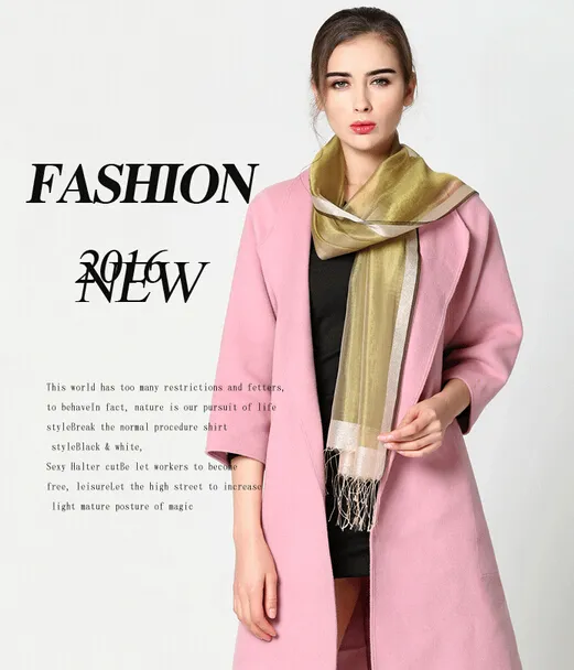 1 st Höst New Fashion Woman Silk Scarf Sunscreen Pure Color Scarf Ladies Mulberry Silk Scarf Scarf 200 * 90cm Gratis frakt