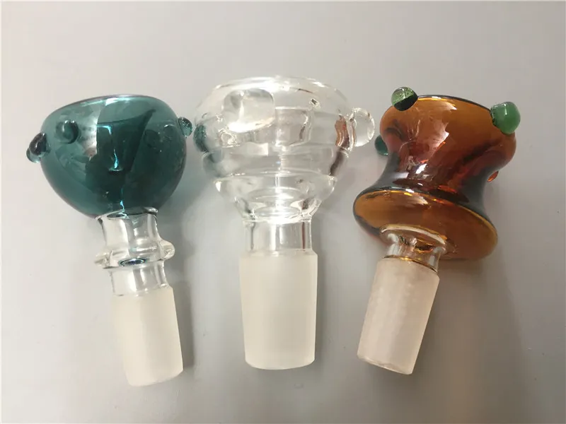 Diamantform Glasskål Rökning Tobakskål Diamant Cut Tobacco Bowl med Man 14.5mm 18.8mm Joint Glass Skålar För Vatten Bongs
