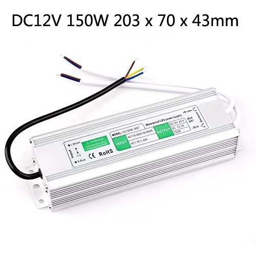 Gratis frakt AC110V 220V DC 12V 100W 150W 200W LED Utomhus Vattentät Transformator LED Driver Switch Strömförsörjning IP67