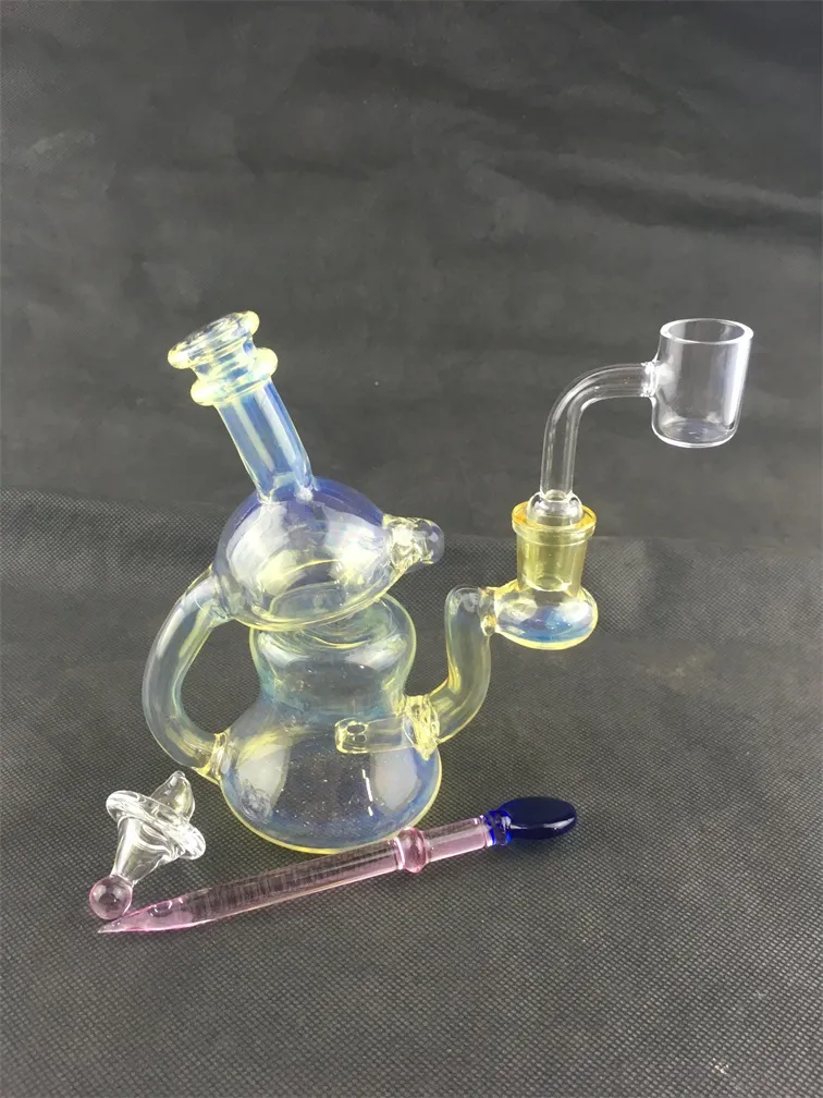 Narguilé en verre argenté fumé, tuyau de plate-forme pétrolière, joint de 14 mm, bienvenue sur commande