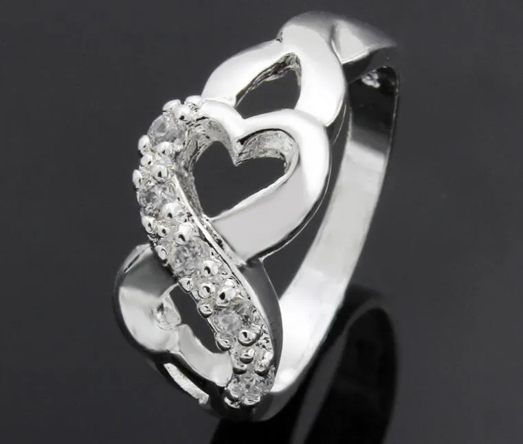 925 Sterling Zilver 8 Woorden Infinity Ring Charms Man Vrouw Crystal Trouwringen Mode-sieraden Maat US6 / 7/8/9/10
