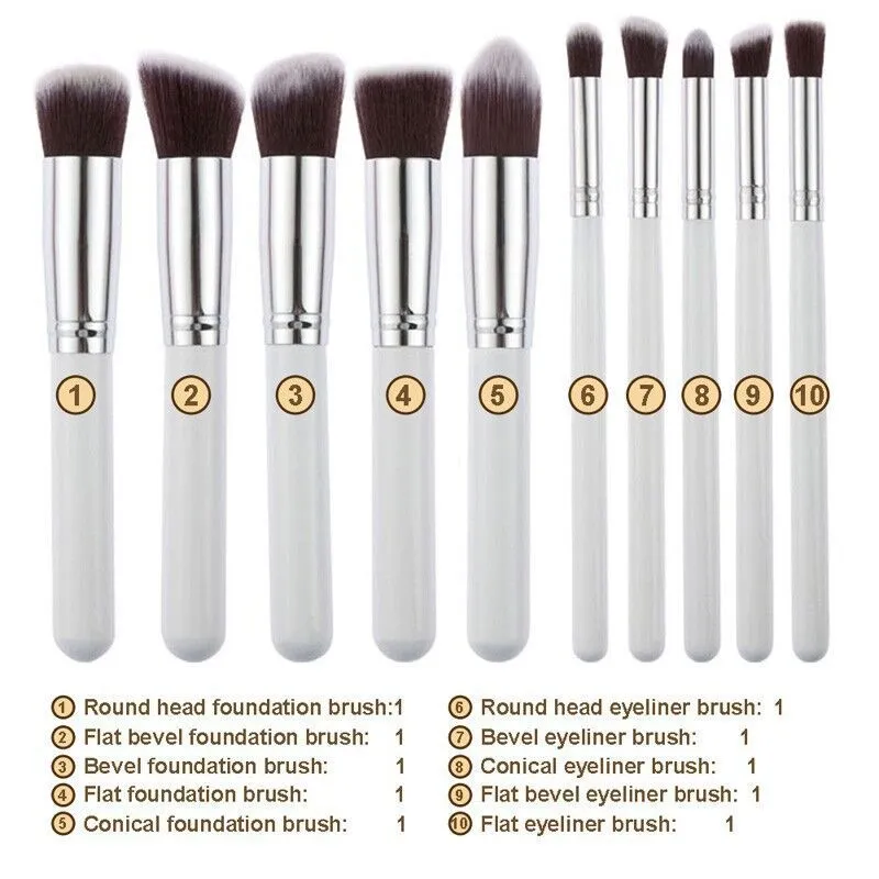 10pcs Kabuki Makeup Brushes SGM 10pcs Professional Cosmetic Brush Kit Nylon Hair Wood Handle Eyeshadow Foundation Tools