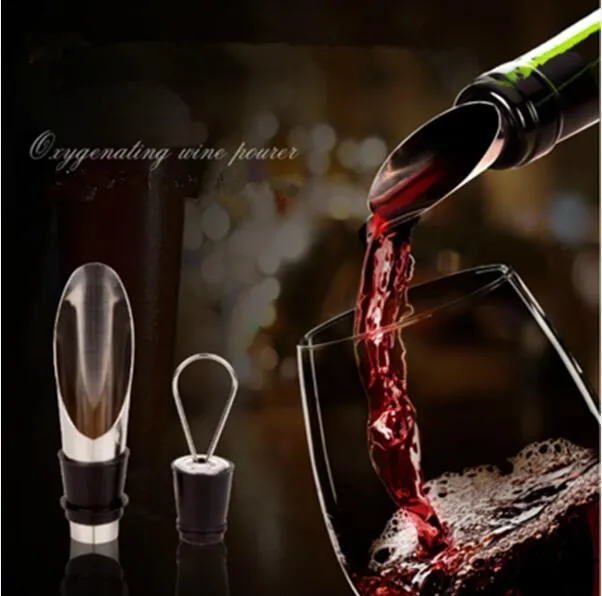 고품질 2 in 1 와인 스토퍼 레드 와인 붓기 도구 스테인레스 스틸 와인 병 마개 깔때기 Pourer 와인 병 Pourer