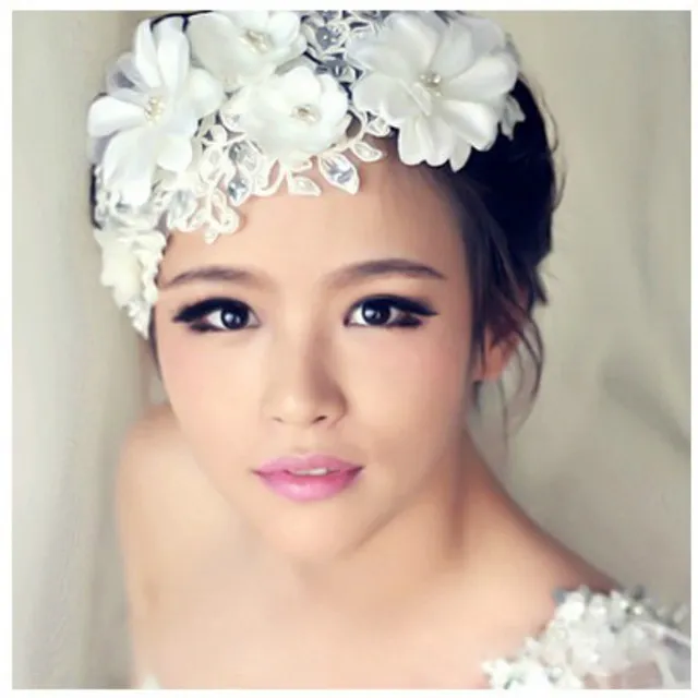 Mère coréenne bijoux de mariage avec perles à la main dentelle coiffure tête fleur cheveux accessoires mariée coiffure en gros