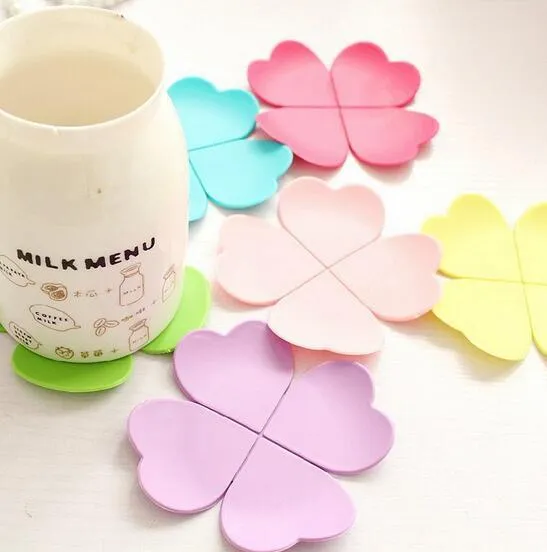 New Arrive 3D Mixed Colors Flower Petal Shape Cup Coaster Tea Coffee Cup Mat Table Decor Durable Pretty Drink Accssary