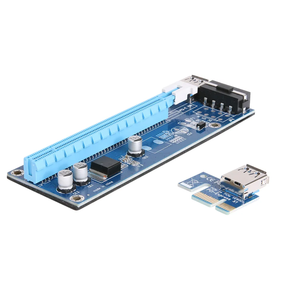 Freeshiping / 60cm PCI-E 1X till 16X Extender Riser Card SATA 15NEEDLE 4PIN POWER LINE USB 3.0-kontakt Strömförsörjningskabel för gruvdrift