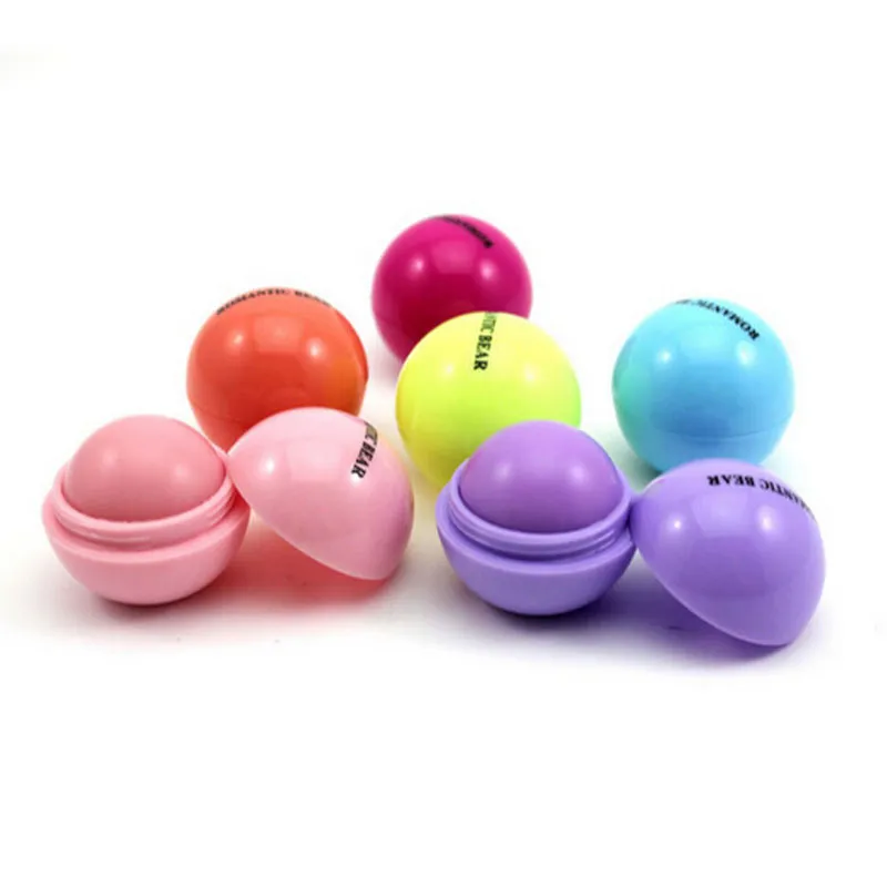 3D Round Ball Lipstick Makeup Lips balm Moisturizing Natural Plant Sphere Fruit Pomade Embellish Lip Gloss Care Lipgloss