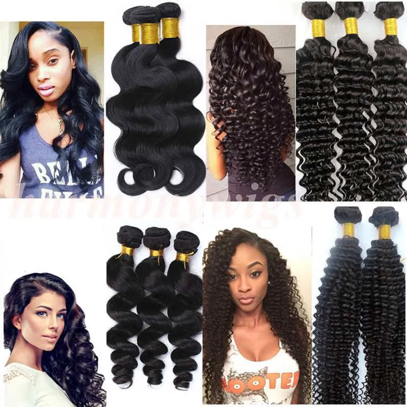Virgin Hair Weaves Brazilian Human Hair Bundles 8-34inch Unprocessed Peruvian Malaysian Indian dyeable double weft hair extensions
