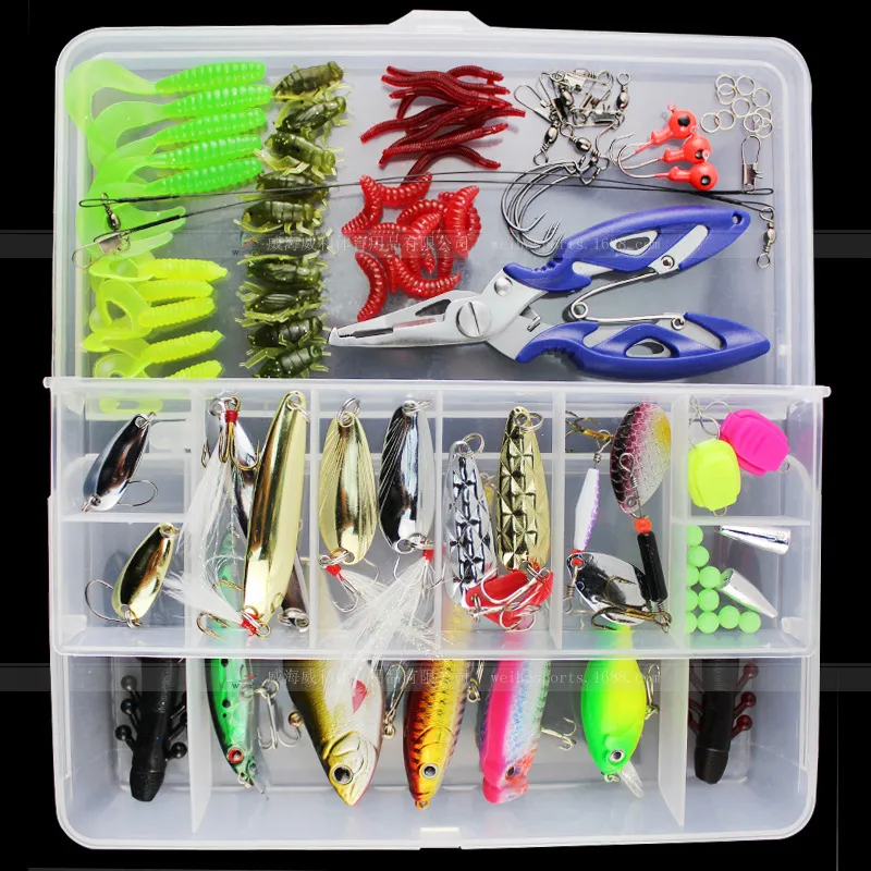 Dropship 101Pcs Fishing Lures Kit Soft Plastic Fishing Baits Set