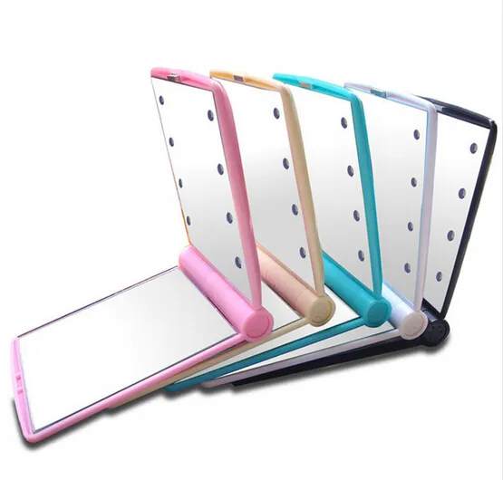 Makeup Mirrors Mini Portable Składane Kompaktowe Ręcznie Makijażowe lustro makijażowe z 8 światłem LED dla kobiet dziewczęta 5493943