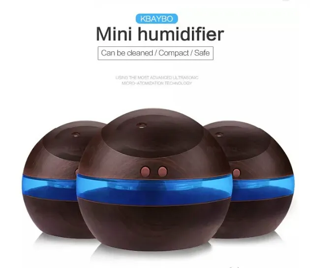 Fabricant de brume de diffuseur d'arome d'humidificateur ultrasonique d'usb de 300ml avec la lumière bleue LED