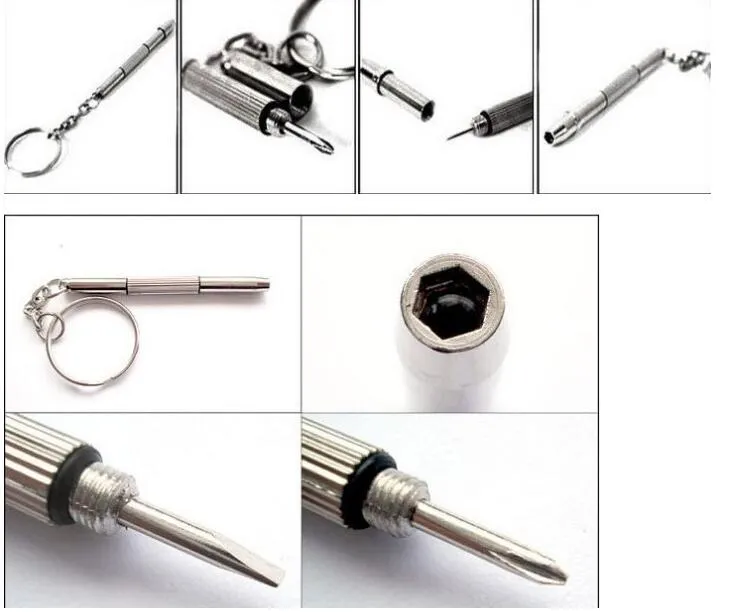 3 i 1 bärbara mini skruvmejslar verktyg multi-funktion skruvmejsel med nyckelringar för DIY Atomizer Ecigs glasögon mobiltelefon kamera klocka