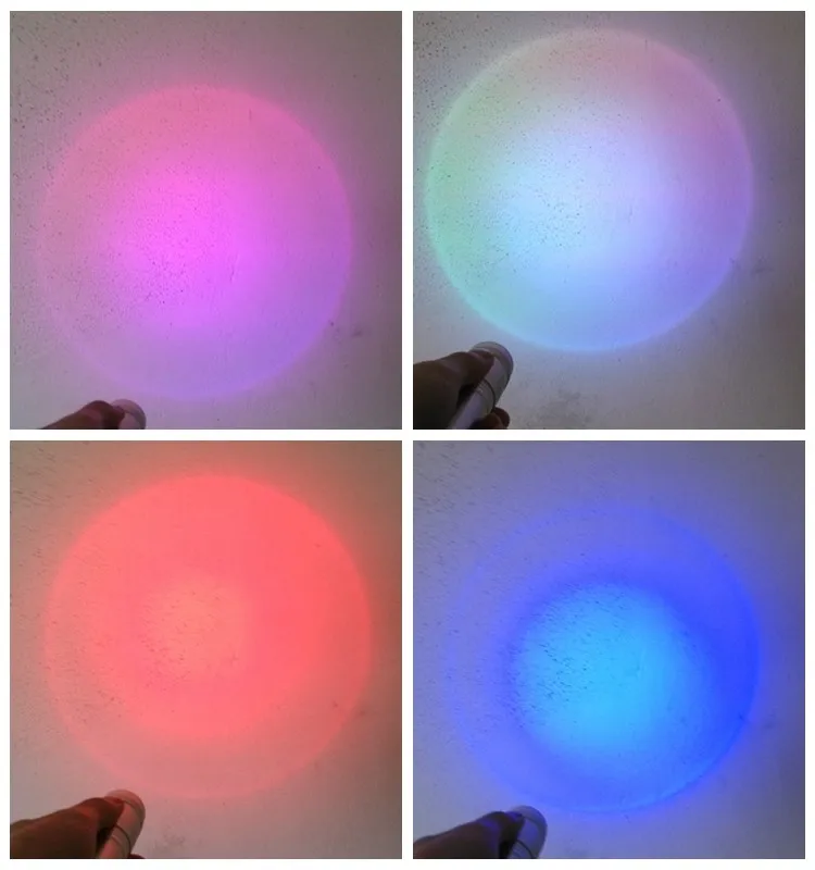 ColorShine LED RGB färgväxling Torch ficklampa, 3W aluminium legering RGB Edison Multi färg LED ficklampa Regnbåge av färger Flash