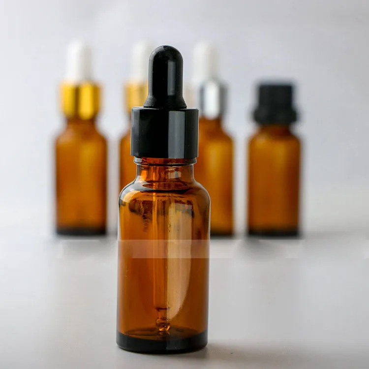 / 20ml garrafa âmbar E Vidro líquido com preto Ouro Cap Droppers estufa e para Eliquid Oil Via DHL Shipping