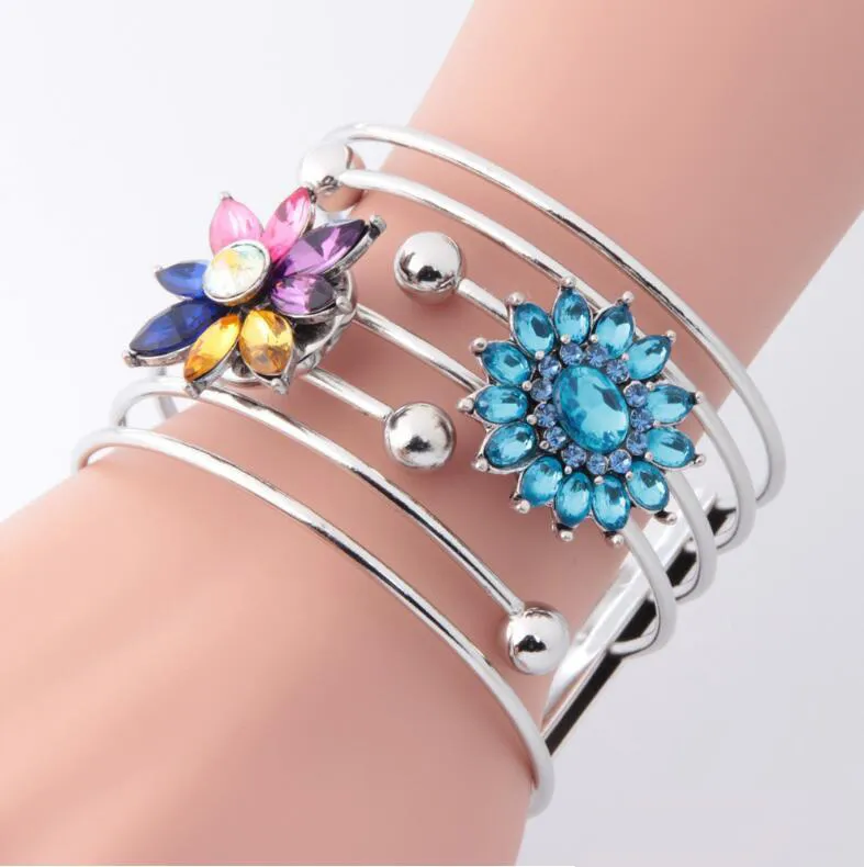 New Fashion Wire Bangle DIY Interchangeable Cross Around Bangle Bracele 18mm Snap Bracelets Jewelry Wholesale 3 styles