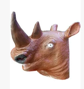 Halloween Mask rhinoceros head animal head natural green latex Unicorn mask