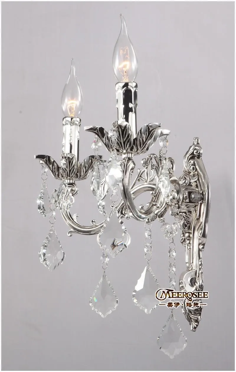 Классический золотой хрустальный настенный светильник, серебряные настенные бра, лампы, хрустальные настенные кронштейны, 2 лампы 6119082
