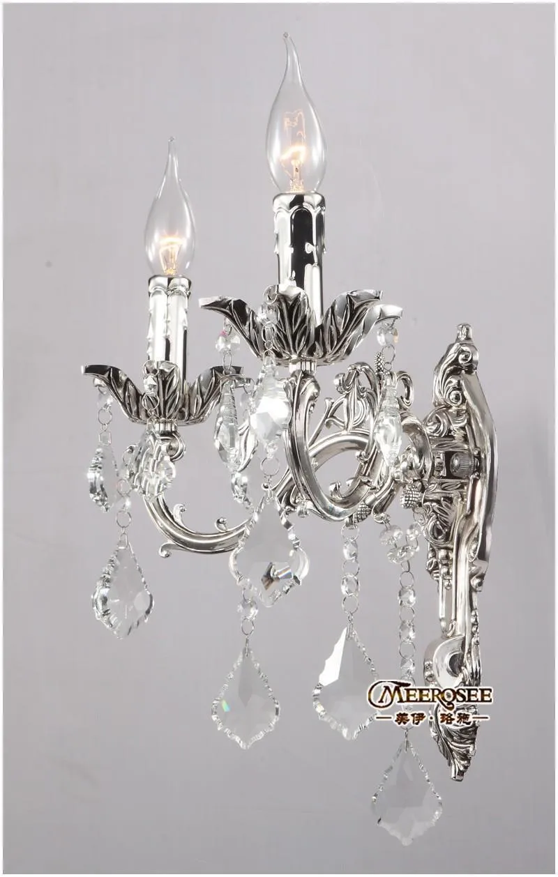 Classic Golden Crystal Wall Light Fixture Silver Wall Sconces Lamp Crystal Wall Brackets Light 2 Lights 9047815