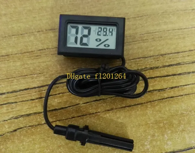 500pcs/lot Free Shipping Mini Thermometer Hygrometer Temperature Humidity Meter Digital LCD Display With 1.5m cable Y12