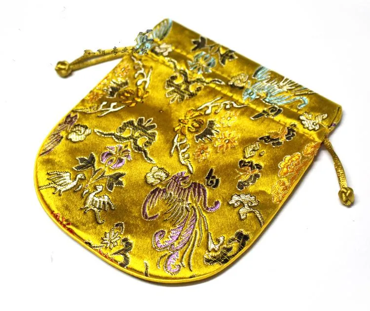 Dragon Phoenix Petite pochette en brocart de soie, emballage de bijoux, porte-monnaie de style chinois, sachet d'épices, sac cadeau de bonbons, cadeau de fête de noël, 10 pièces/l