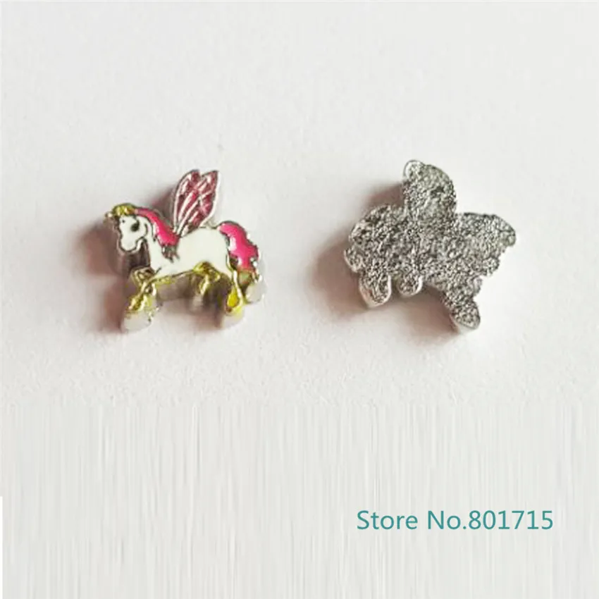 Ny designhäst FC1680 Floating Locket Charms Unicorn 10st Floating Living Charms As Gift Wholes Christmas Charms2408115