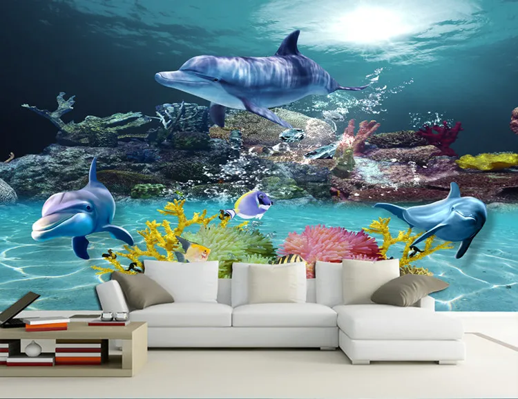 Custom 3D Wallpaper Underwater world Po wallpaper Ocean Wall Murals Kids Bedroom Livingroom Nursery Shop Wedding House Room dec2693159