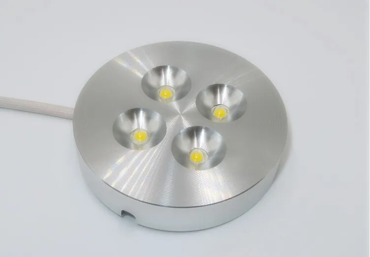 Prix de gros 3W / 4W Dimmable LED Under Cabinet Light Puck Light pour éclairage de cuisine Surface Warm / Natural / Cool white AC110V / AC220V