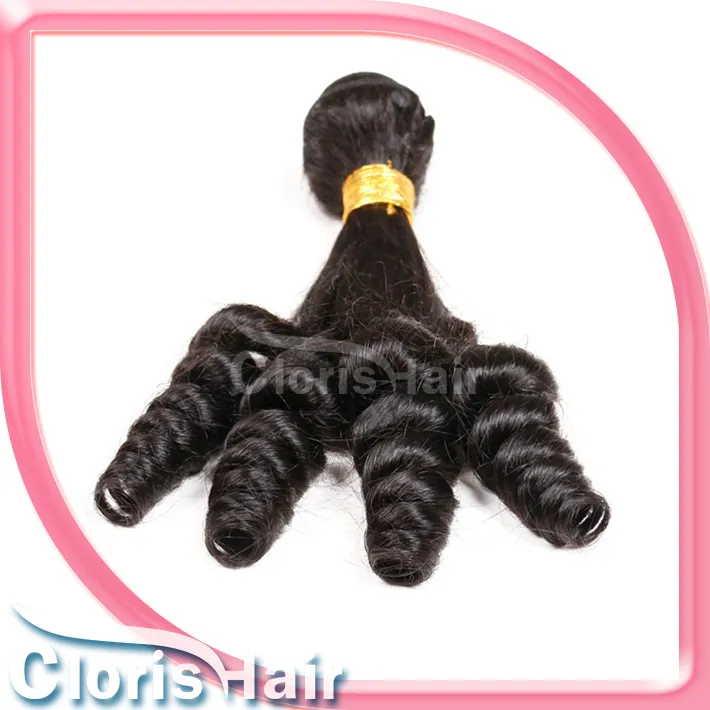 Neuankömmling Bouncy Spiral Romance Curly Human Hair Weave Bundles Großhandel Unverarbeitete peruanische Jungfrau Tante Funmi Egg Curls Extensions 3 Stück