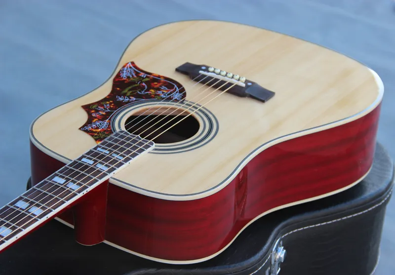 手作りのギター全体41インチの木製の色6弦ハンミンバードウッドカラーOEMアコースティックエレクトリックギター6991921