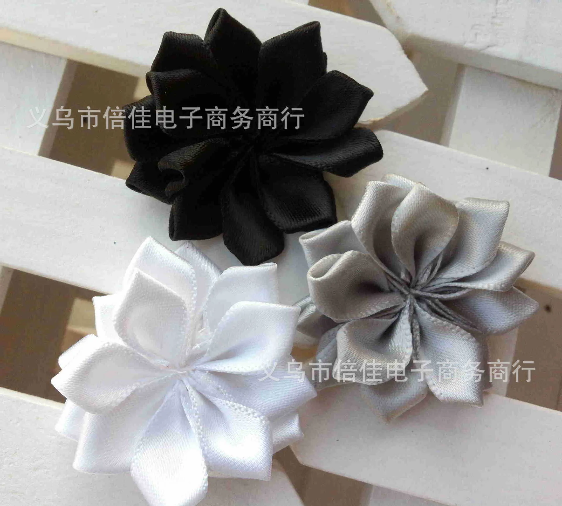 Fabric flowers with crystal rhinestone center flat back accessories for garment hair band Bow Clip E8296090048
